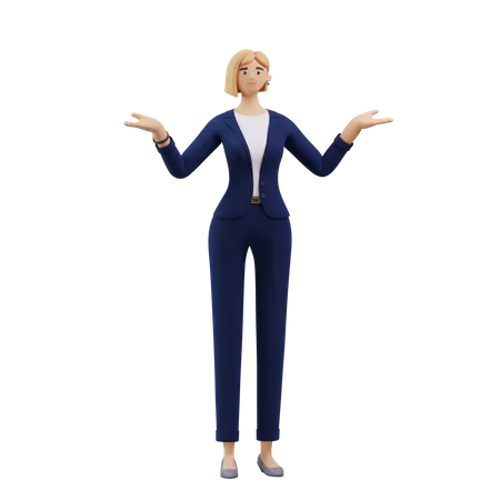 Mujer de negocios hablando algo  3D Illustration