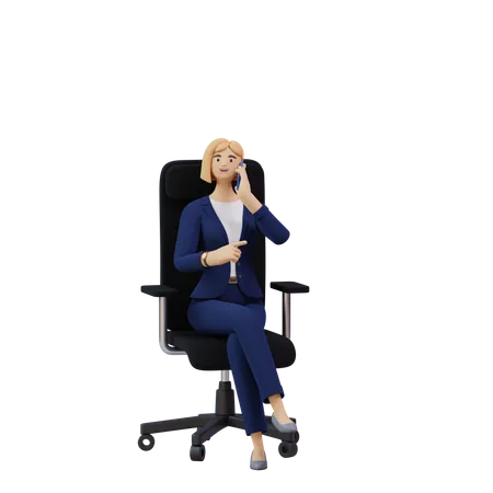 Mujer de negocios hablando de guardia  3D Illustration