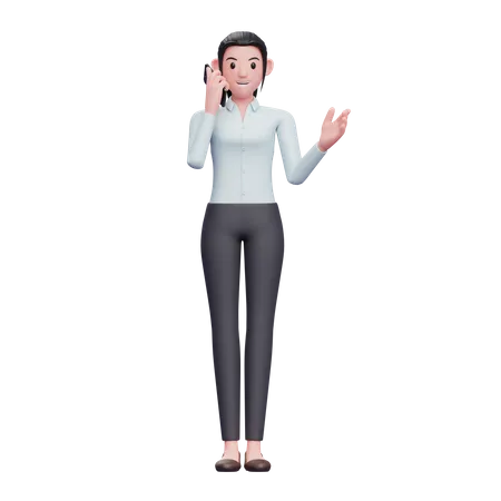 Mujer de negocios hablando por teléfono inteligente  3D Illustration