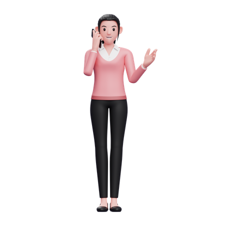 Mujer de negocios hablando por teléfono inteligente  3D Illustration