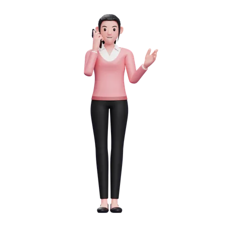 Mujer de negocios hablando por teléfono inteligente  3D Illustration