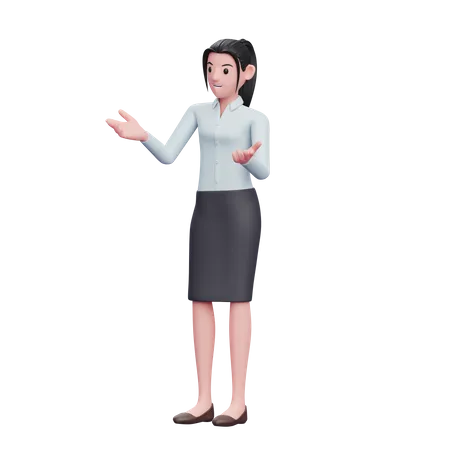 Mujer de negocios, en, hablar, postura  3D Illustration