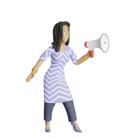 Mujer de negocios haciendo anuncio  3D Illustration