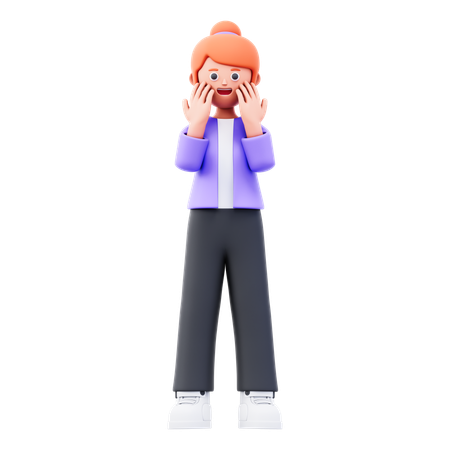 Mujer de negocios haciendo pose de sorpresa  3D Icon