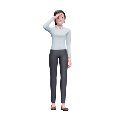 Mujer de negocios mirando lejos  3D Illustration