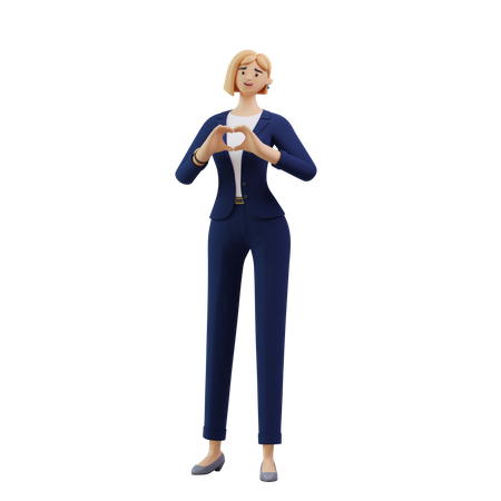 Mujer de negocios mostrando gesto de corazón  3D Illustration