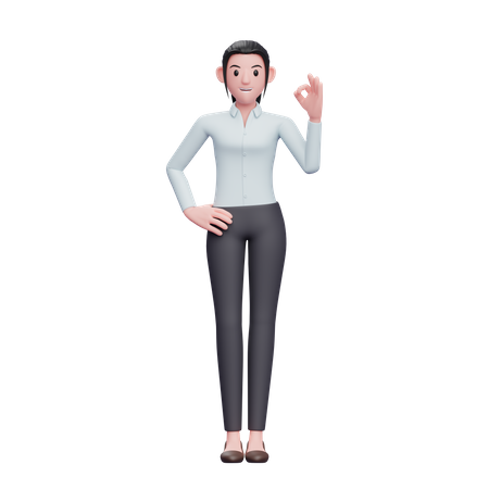 Mujer de negocios mostrando super signo  3D Icon