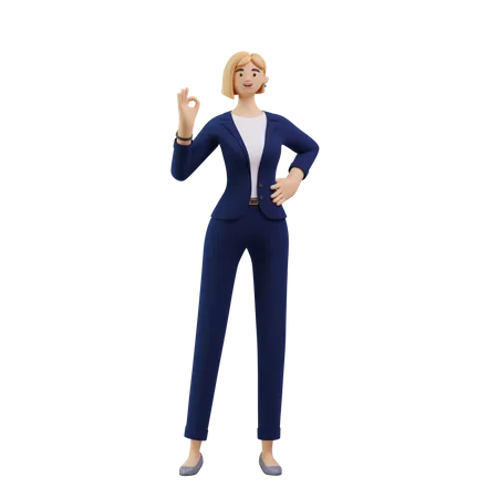 Mujer de negocios mostrando super signo  3D Illustration