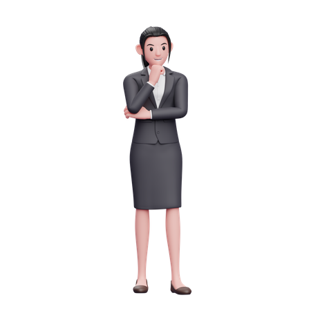 Mujer de negocios en pose de pensamiento  3D Illustration