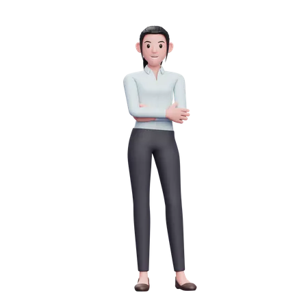 Mujer de negocios posando con los brazos cruzados  3D Illustration