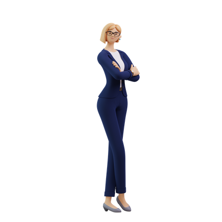 Mujer de negocios posando con los brazos cruzados  3D Illustration