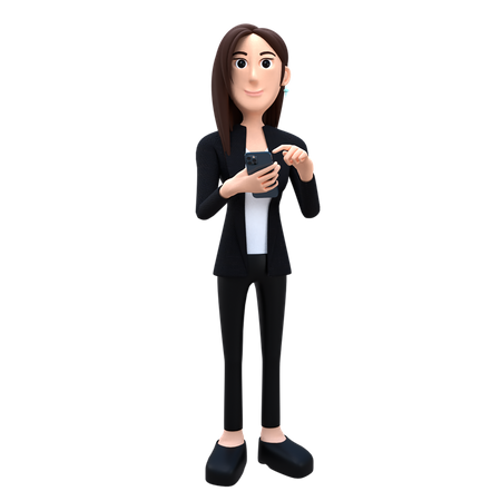 Mujer de negocios revisa su móvil  3D Illustration