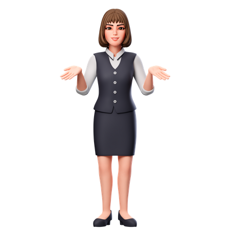 Mujer de negocios muestra gesto de encogimiento de hombros  3D Illustration