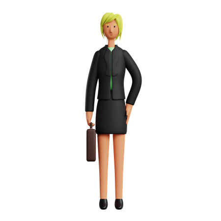 Mujer de negocios, tenencia, maletín  3D Illustration