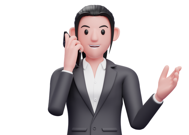 Mujer de negocios teniendo una conversación telefónica  3D Icon