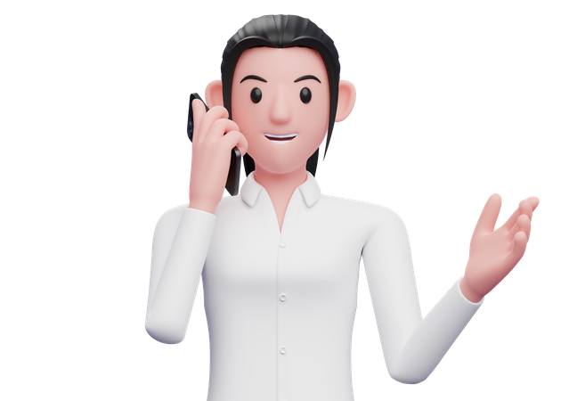 Mujer de negocios teniendo una conversación telefónica  3D Icon