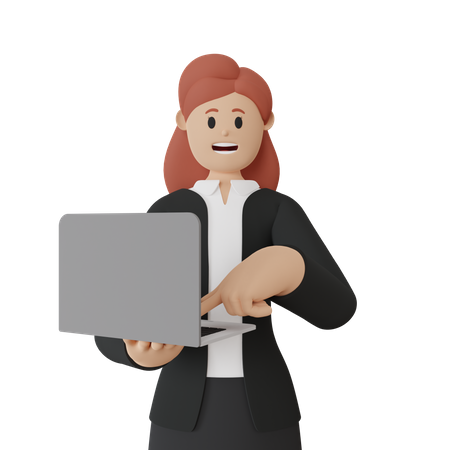 Mujer de negocios trabajando en la computadora portátil  3D Icon