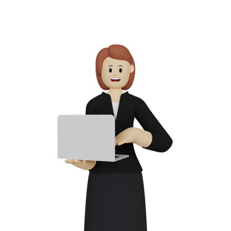 Mujer de negocios trabajando en la computadora portátil  3D Icon