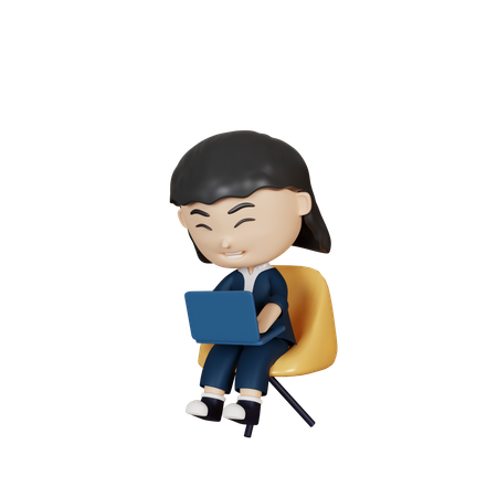 Mujer de negocios trabajando en la computadora portátil  3D Illustration