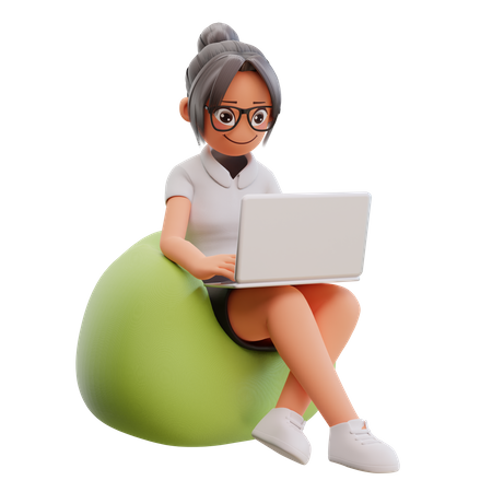 Mujer de negocios trabajando en la computadora portátil  3D Illustration