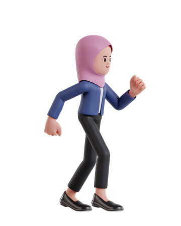 Empresaria vistiendo un hijab corriendo  3D Illustration