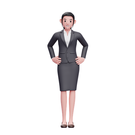 Mujer de negocios con la mano en la cintura  3D Illustration