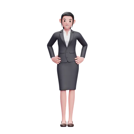 Mujer de negocios con la mano en la cintura  3D Illustration