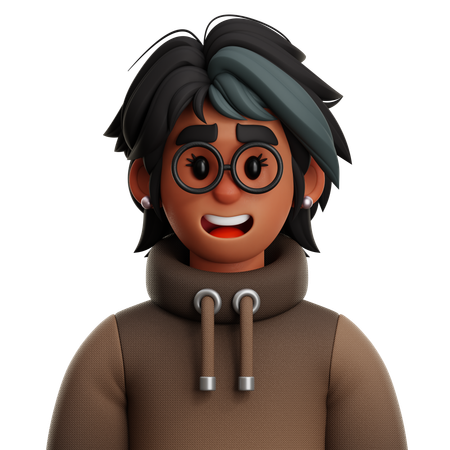 Mujer de pelo corto con gafas  3D Icon
