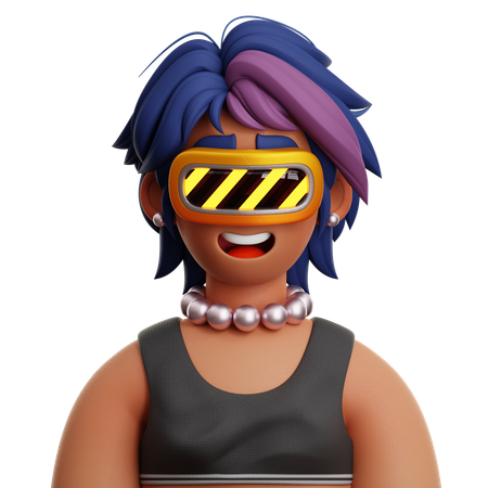 Mujer de pelo corto con vr  3D Icon