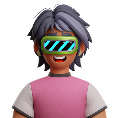 Mujer de pelo corto con vr  3D Icon