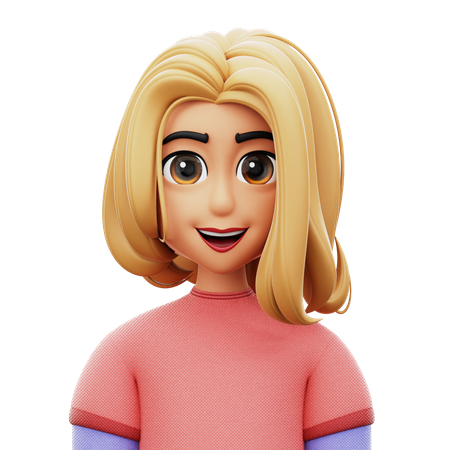 Mujer de pelo largo  3D Icon
