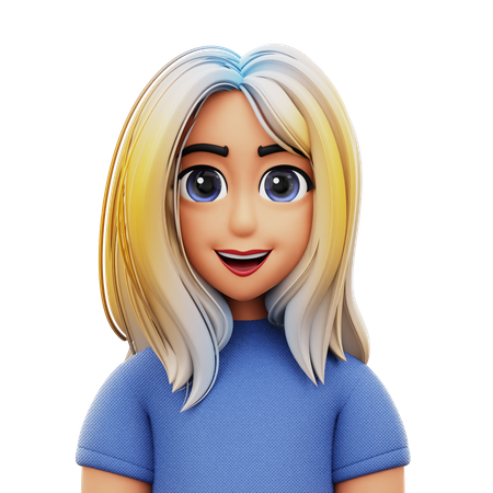 Mujer de pelo largo  3D Icon