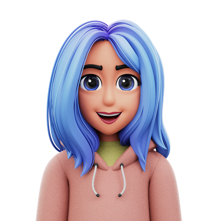 Mujer de pelo largo  3D Icon