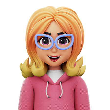Mujer de pelo largo con gafas  3D Icon
