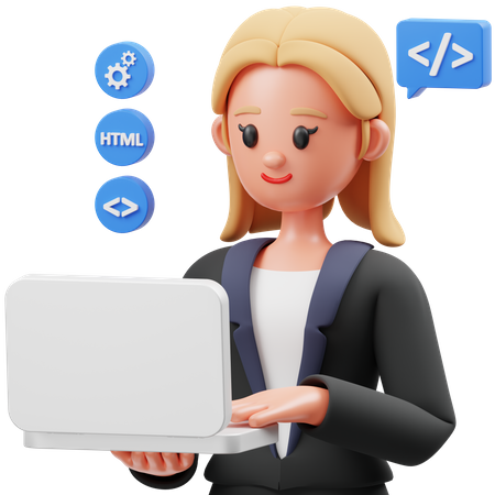 Mujer desarrolladora web  3D Icon