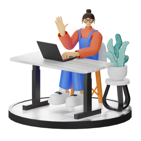 Mujer diciendo hola  3D Illustration