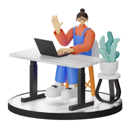 Mujer diciendo hola  3D Illustration