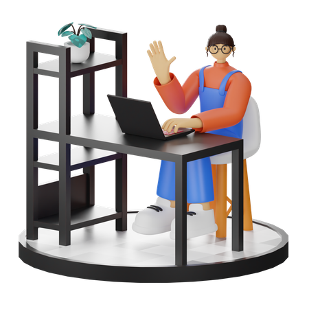 Mujer diciendo hola  3D Illustration