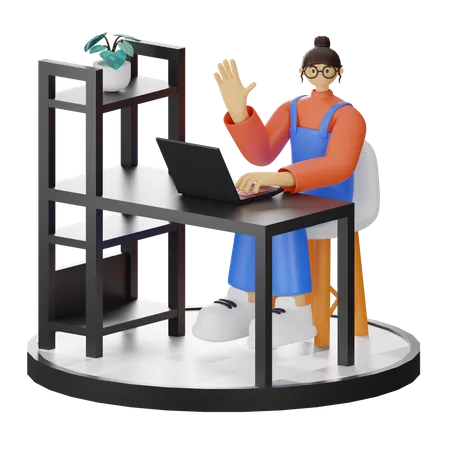 Mujer diciendo hola  3D Illustration