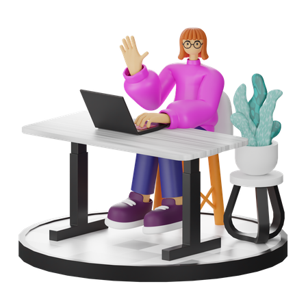 Mujer diciendo hola  3D Illustration