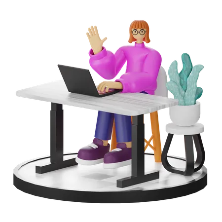 Mujer diciendo hola  3D Illustration