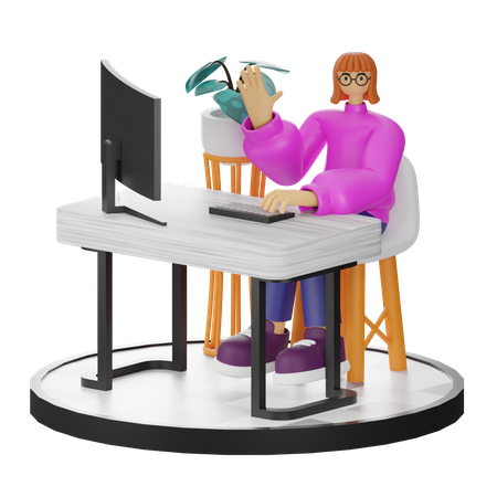 Mujer diciendo hola  3D Illustration