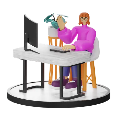 Mujer diciendo hola  3D Illustration