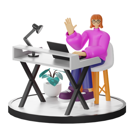 Mujer diciendo hola  3D Illustration