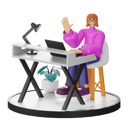 Mujer diciendo hola  3D Illustration