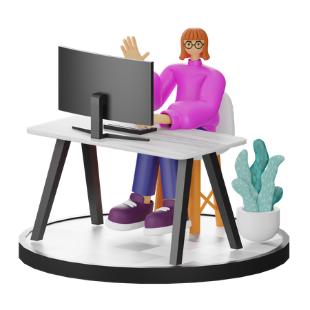 Mujer diciendo hola  3D Illustration