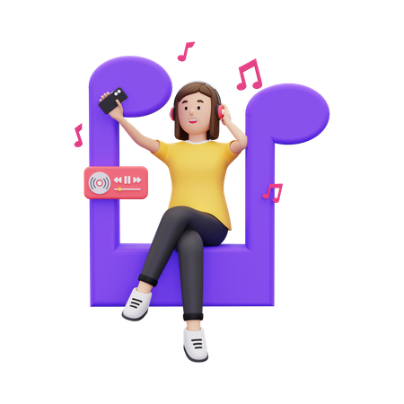 Mujer disfrutando de la música  3D Icon