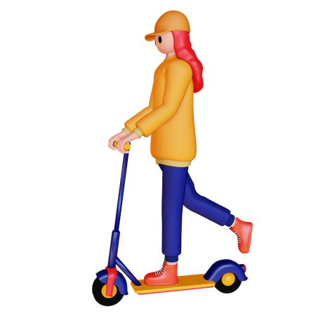 Mujer disfrutando de paseo en scooter  3D Icon