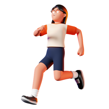 Mujer Divertida Pose Corriendo  3D Illustration