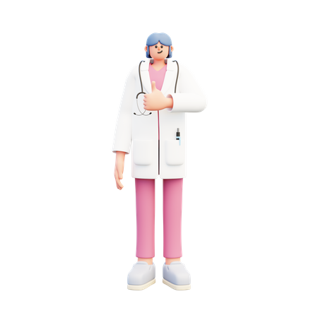 Mujer doctora pulgares arriba  3D Illustration